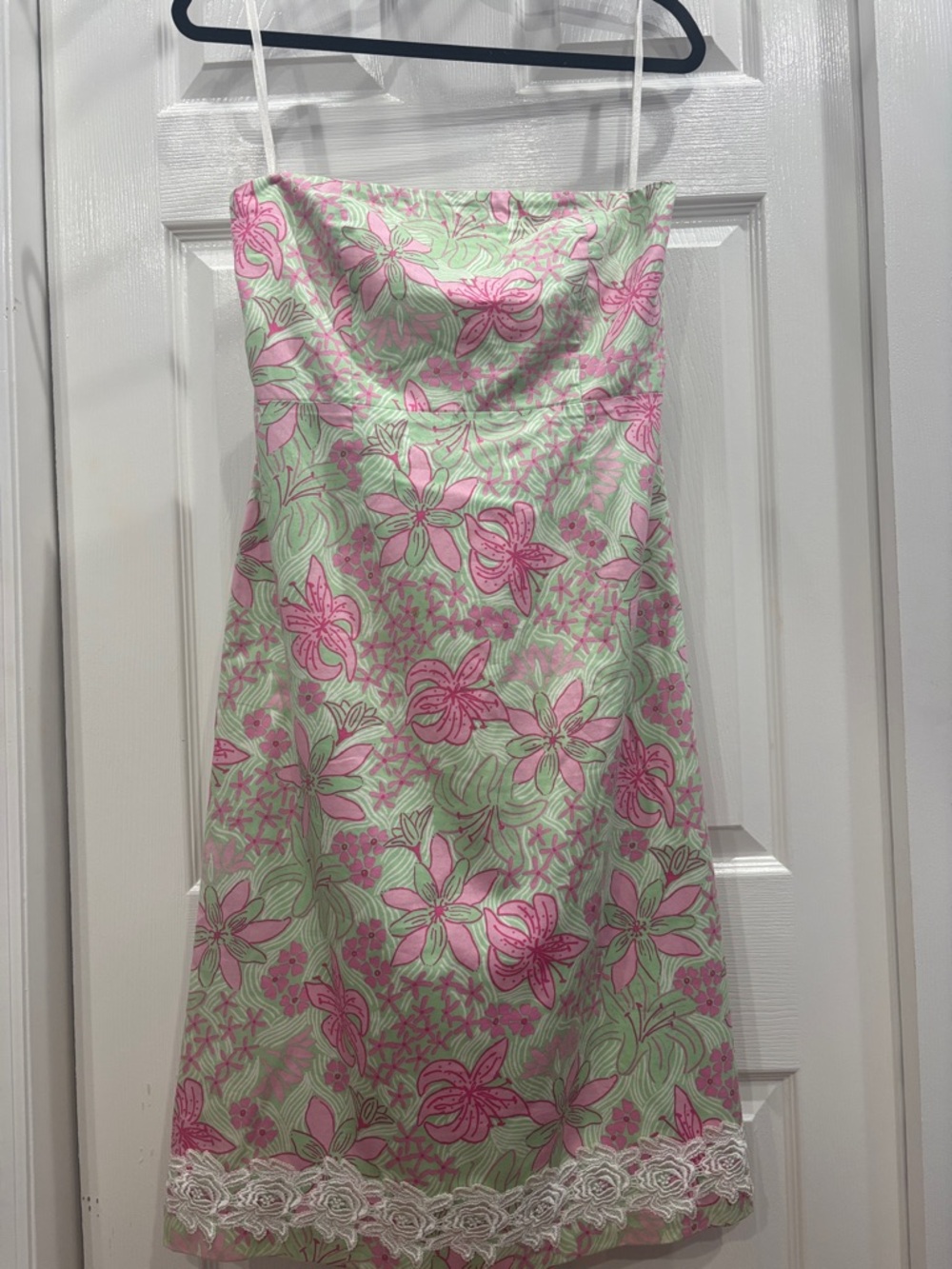 Lilly Pulitzer Pink and Mint Floral Strapless Dress